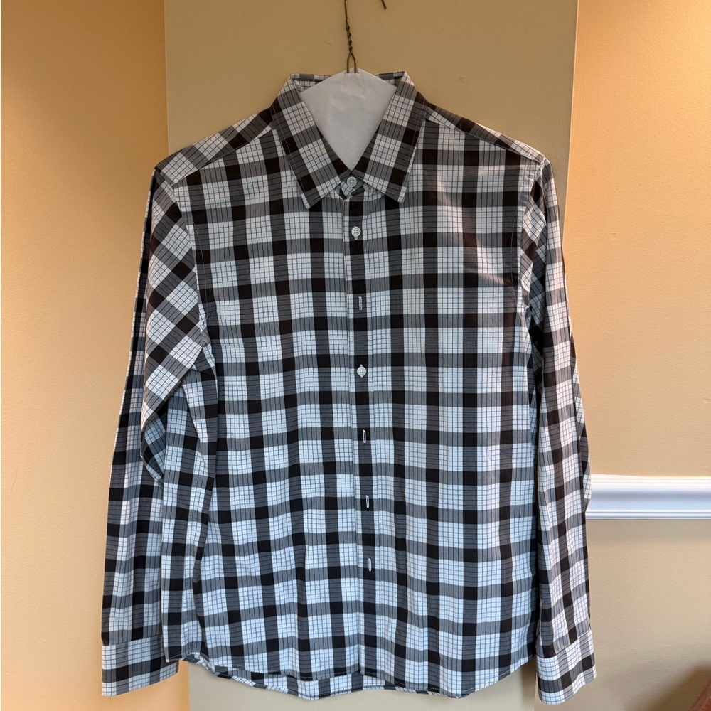 Michael Kors Black and White Plaid Button-Down Shirt